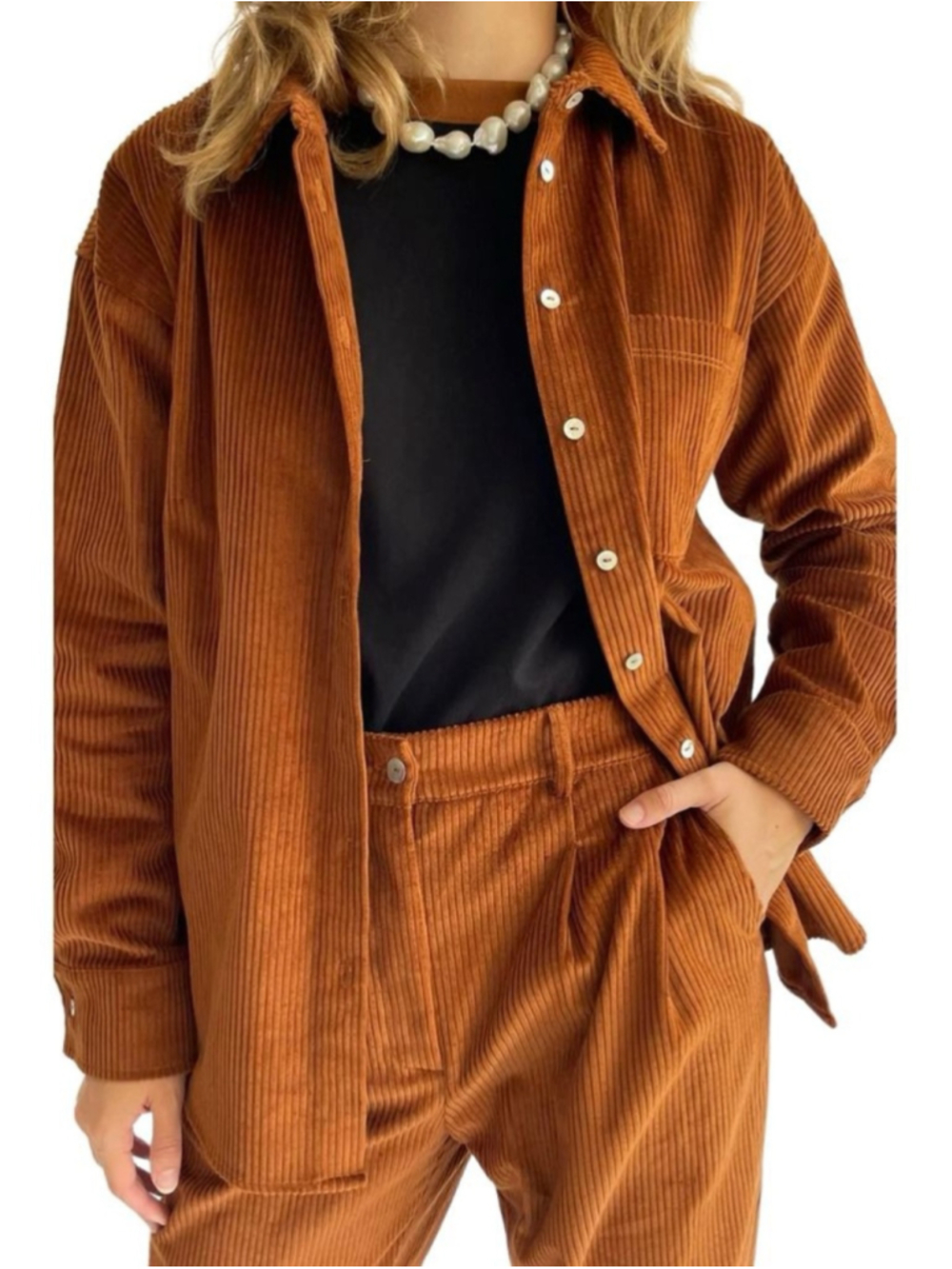Donni Corduroy Button Down Shirt Cocoa Brown Size Medium